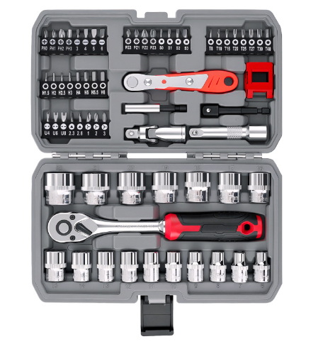 Wrench and Socket Set – Multifunctional Tool with Screwdriver Handle and Bits for Automotive Repair